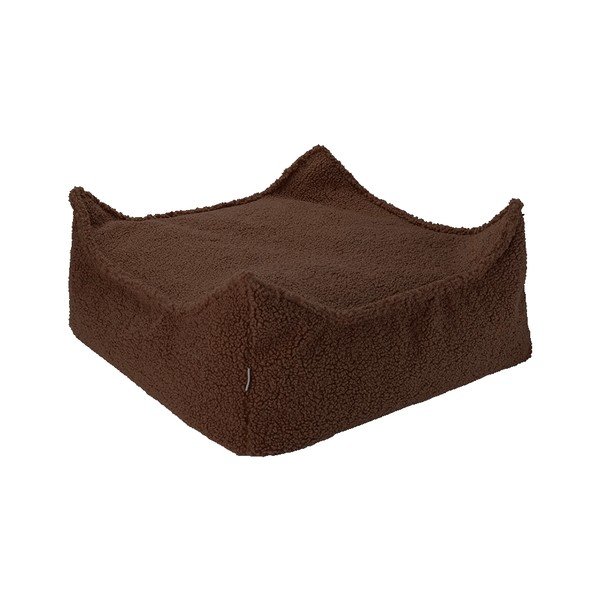 Tmavě hnědý dětský puf z textilie bouclé Warm Hazel – Wigiwama