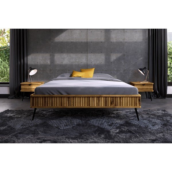 Dvoulůžková postel z dubového dřeva 140x200 cm Kula - The Beds-image-1