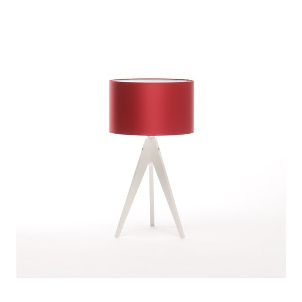 Červená stolní lampa Artist, bílá lakovaná bříza, Ø 33 cm