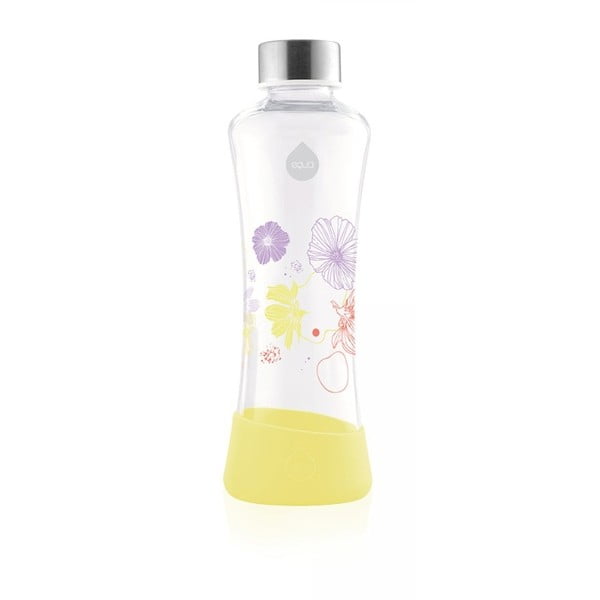 Žlutá láhev z borosilikátového skla Equa Flowerhead Daisy, 550 ml