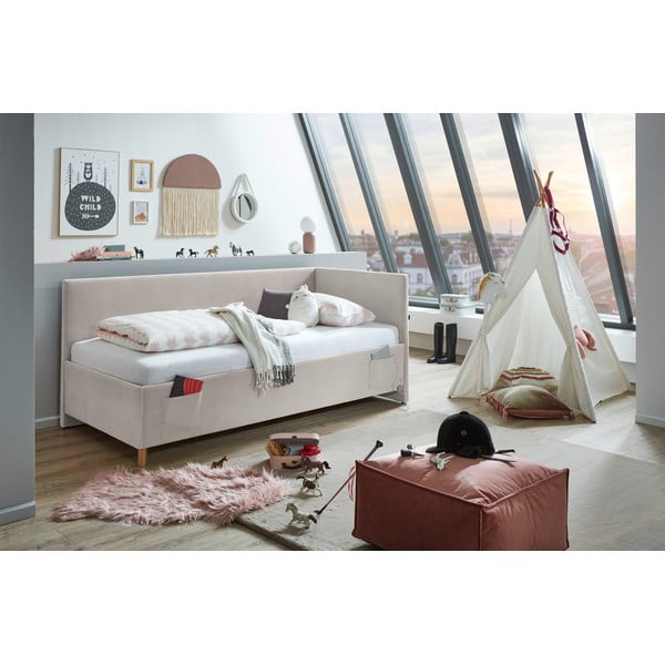 Béžová čalouněná rohová dětská postel bez roštu 140x200 cm Cool – Meise Möbel-image-1