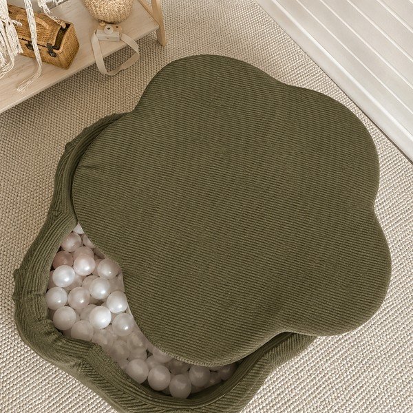 Khaki manšestrový bazének s míčky ø 90 cm výška 30 cm – Meowbaby-image-1