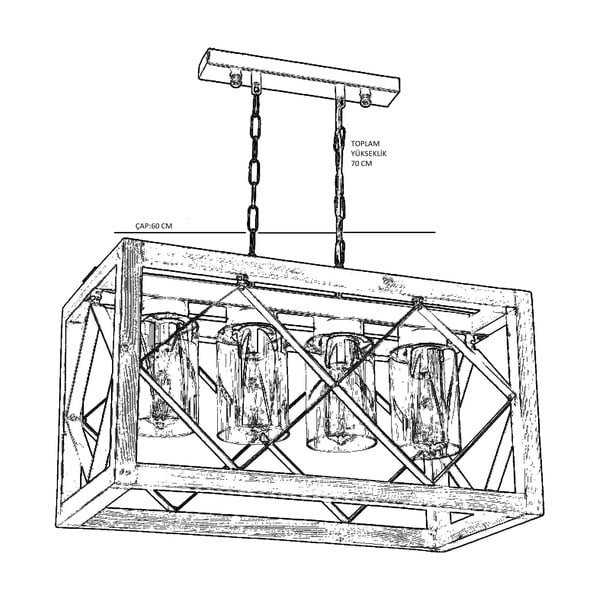 Závěsné svítidlo z habrového dřeva Zikzak Camlı 4lü-image-1