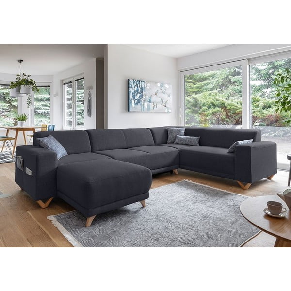 Antracitová rozkládací/s úložným prostorem rohová pohovka (pravý roh/do "U") Classy Sophie – Miuform-image-3