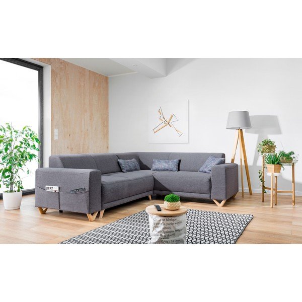 Šedá rozkládací/s úložným prostorem rohová pohovka (pravý roh/do L) Classy Sophie – Miuform-image-3