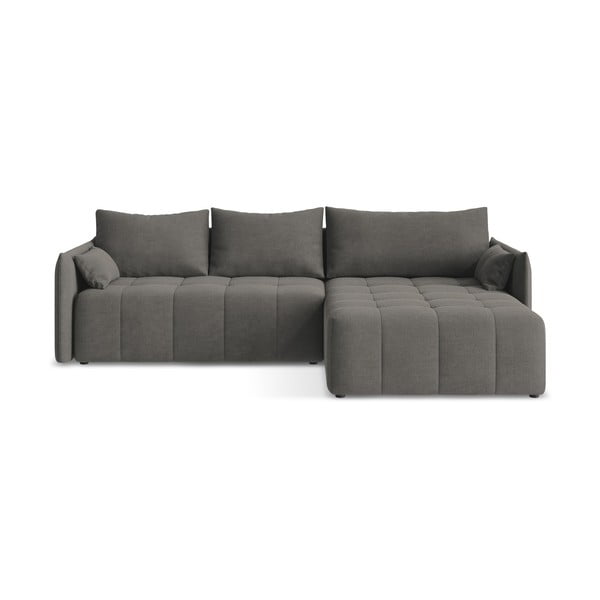 Tmavě šedá rozkládací/s úložným prostorem rohová pohovka (pravý roh/s lenoškou) Moku – Makamii