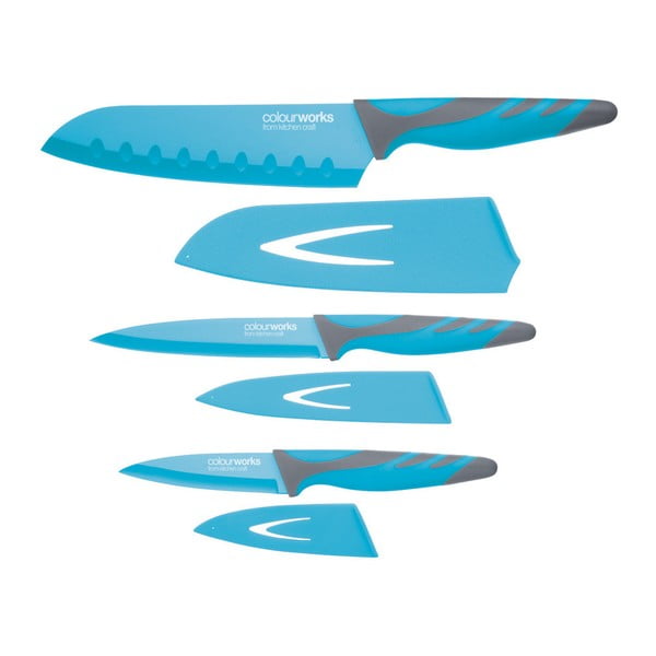 Sada 3 modrých nožů Kitchen Craft Colourworks