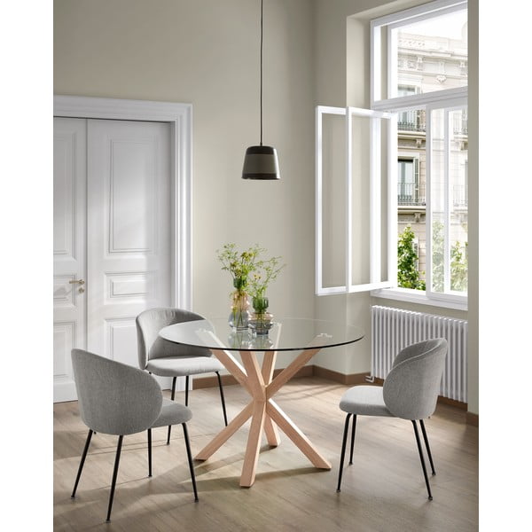 Šedé čalouněné jídelní křeslo Minna – Kave Home-image-2