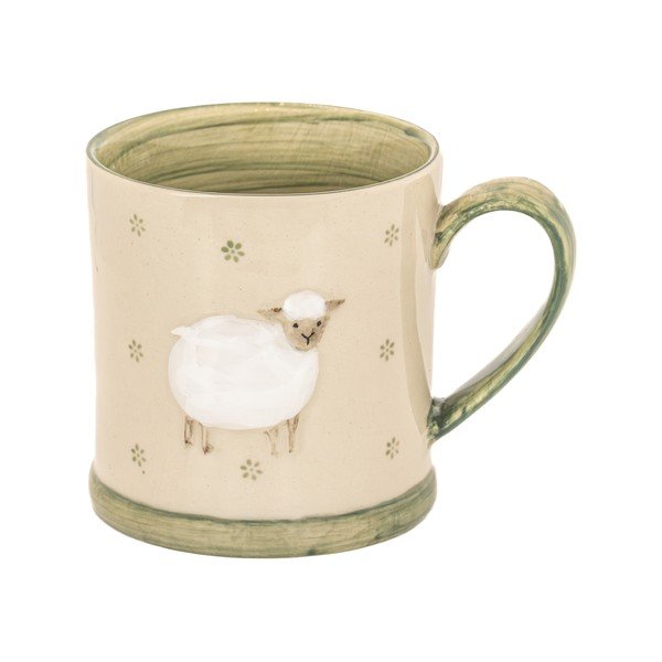 Zelený/béžový hrnek z kameniny 225 ml Sheep – Sass & Belle