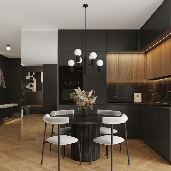 Černé závěsné svítidlo se skleněným stínidlem Orbital – Sollux-image-2