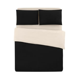 Černo-krémové bavlněné povlečení na dvoulůžko/prodloužené s prostěradlem 200x220 cm – Mila Home