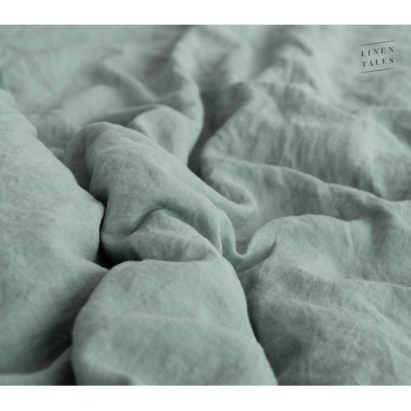Zeleno-modrý lněný povlak na peřinu na dvoulůžko 200x200 cm Milieu – Linen Tales-image-1