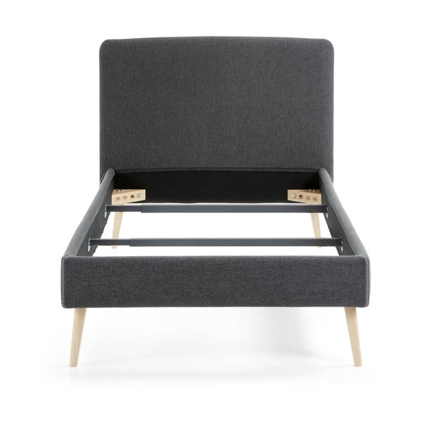 Tmavě šedá polstrovaná postel Kave Home Lydia, 90 x 190 cm-image-2