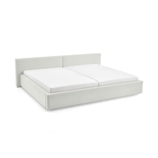 Bílá čalouněná dvoulůžková postel s úložným prostorem s roštem 200x240 cm Cube – Meise Möbel