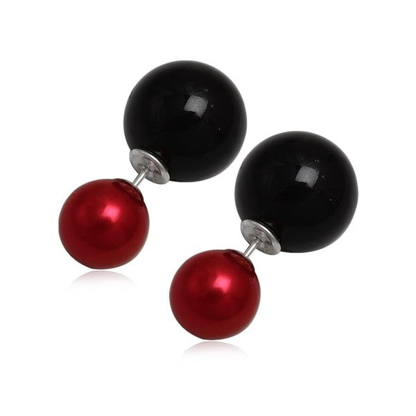 Náušnice Double Pearl Red and Black