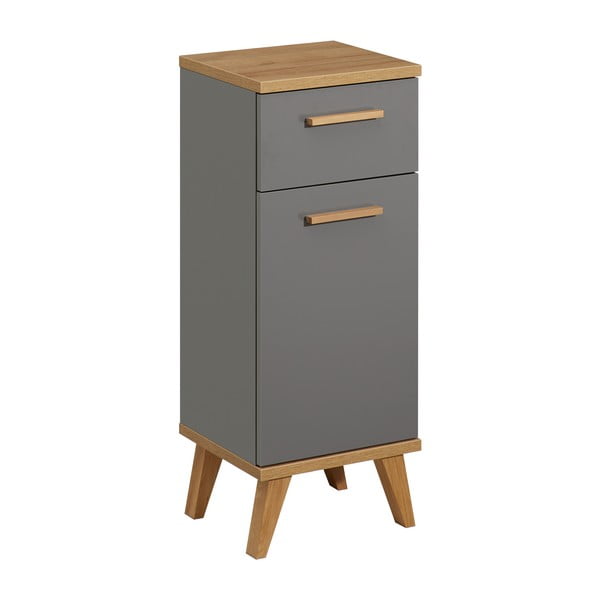 Šedá nízká koupelnová skříňka v dekoru dubu 35,5x89,5 cm Quickset 924 – Pelipal