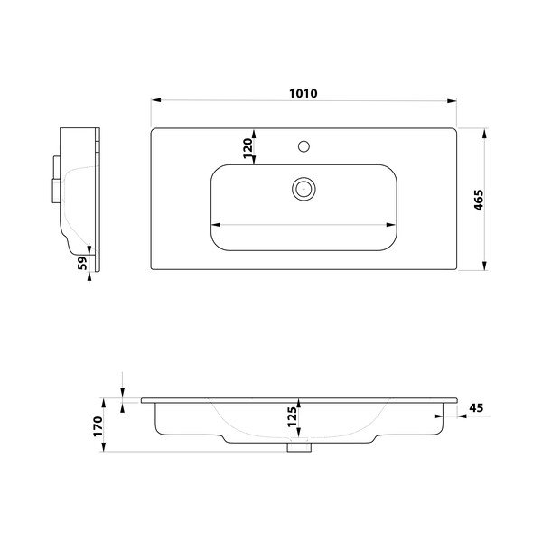 Bílé keramické umyvadlo 101x46,5 cm Piedra – Sapho-image-3