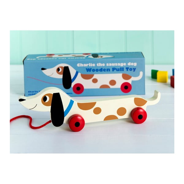Dřevěný tahací jezevčík Rex London Charlie The Sausage Dog, délka 31,5 cm-image-4