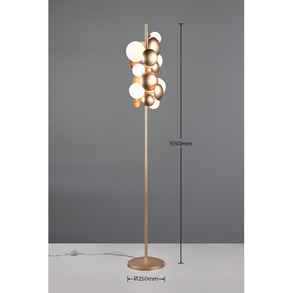 Stojací lampa se skleněným stínidlem ve zlato-bílé barvě (výška 155 cm) Bubble – Trio Select-image-4