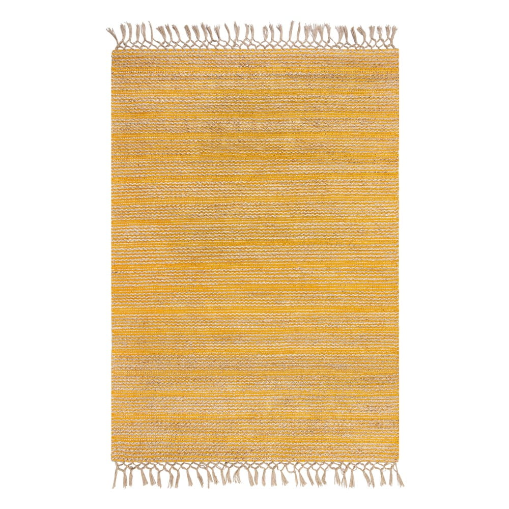 Žlutý jutový koberec Flair Rugs Equinox, 160 x 230 cm