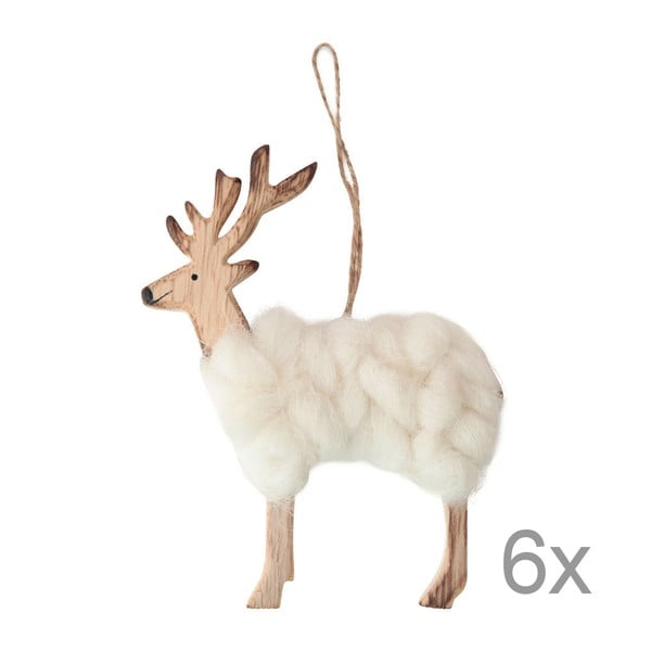 Sada 6 závěsných dekorací Côté Table Reindeer