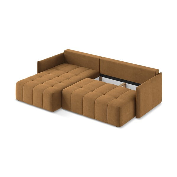 Rozkládací/s úložným prostorem rohová pohovka v terakotové barvě (levý roh/s lenoškou) Moku – Makamii-image-3