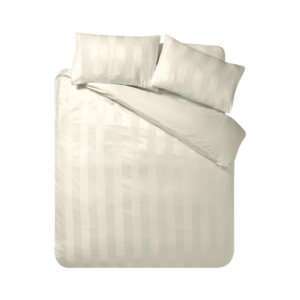 Krémové saténové povlečení na dvoulůžko 220x230 cm So Soft Satin Stripe – Catherine Lansfield