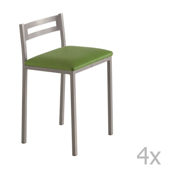 Sada 4 nízkých zelených barových židlí Pondecor Elias