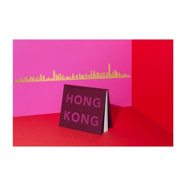 Pozlacená nástěnná dekorace se siluetou města The Line Hong Kong