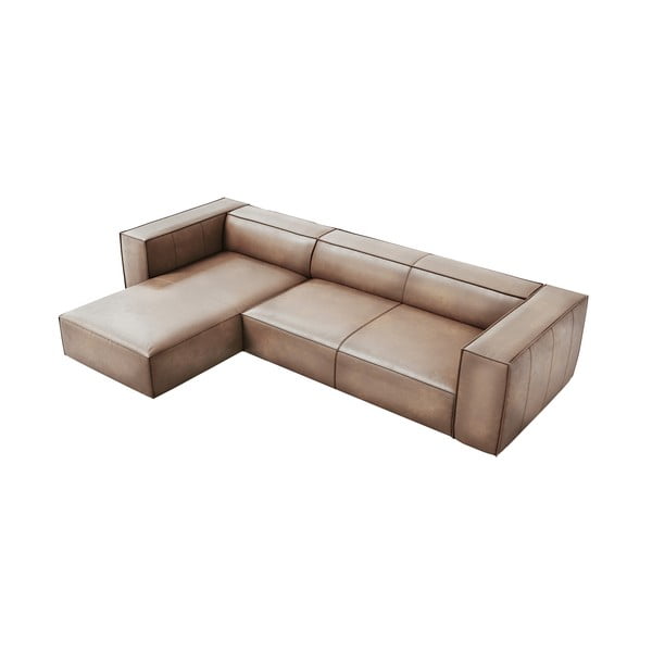 Světle hnědá kožená rohová pohovka (levý roh) Madame – Windsor & Co Sofas-image-2