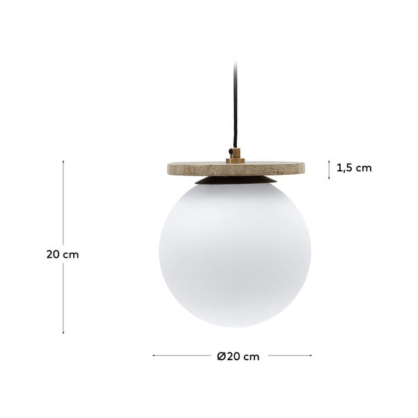 Bílé závěsné svítidlo se skleněným stínidlem ø 20 cm Malachi – Kave Home-image-4
