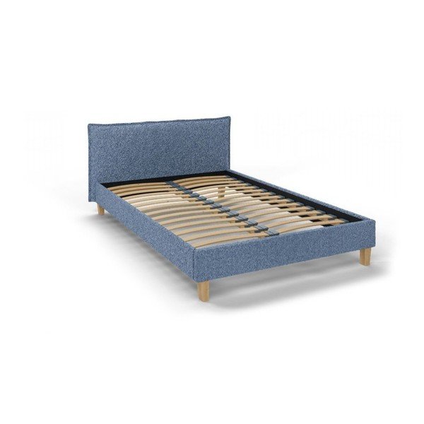 Modrá čalouněná dvoulůžková postel s roštem 140x200 cm Tina – Ropez
