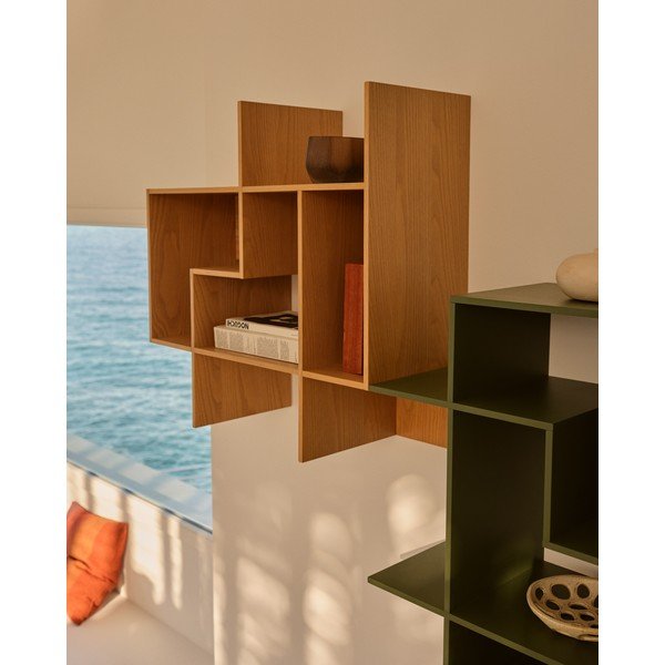 Modulární policový systém v dekoru dubu v přírodní barvě 80x80x25 cm Ina – Kave Home-image-1