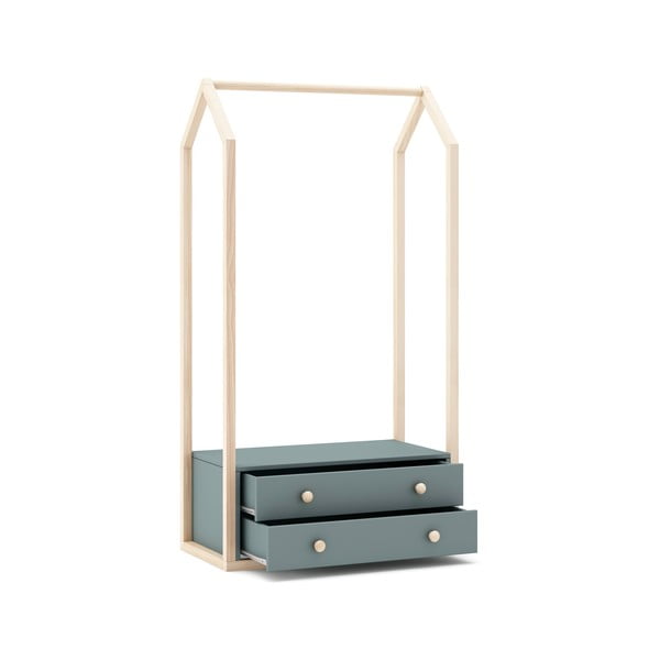 Otevřená dětská šatní skříň šedozelená 80x170x40 cm Esteban – Marckeric-image-4