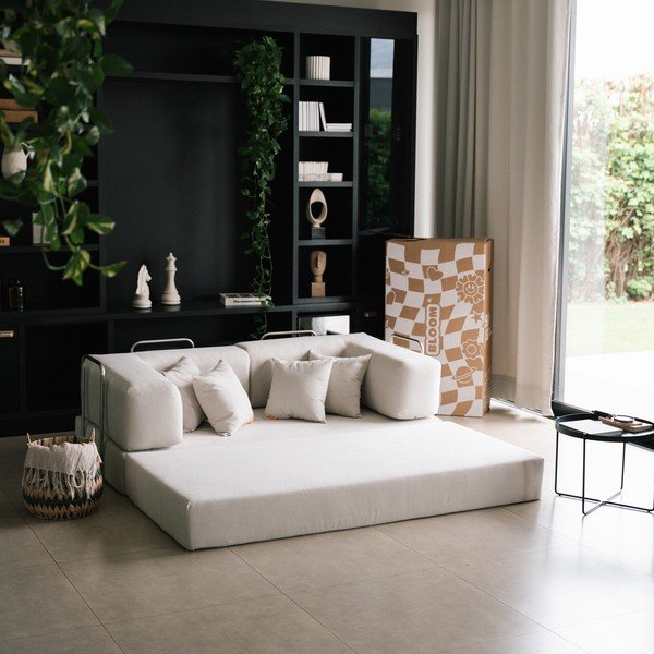 Béžová rozkládací pohovka z textilie bouclé 180 cm Bloom – TemaHome-image-1