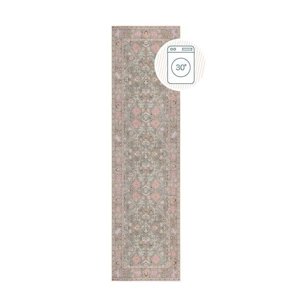 Světle zelený pratelný běhoun 60x230 cm Una Floral – Flair Rugs