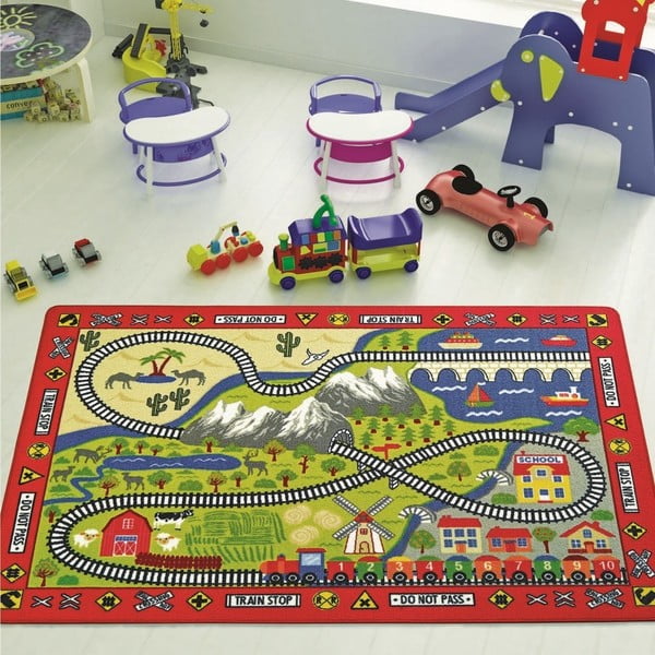 Dětský koberec Railway, 100 x 150 cm