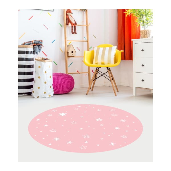 Růžový dětský koberec Floorart Stars, ⌀ 150 cm