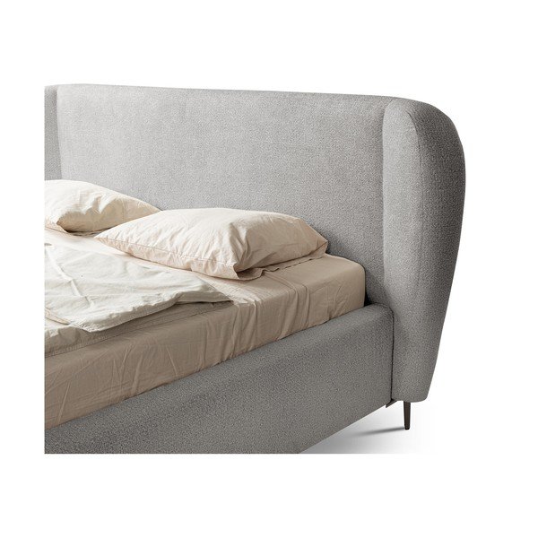 Světle šedá čalouněná dvoulůžková postel s roštem 140x200 cm Makana – Makamii-image-4