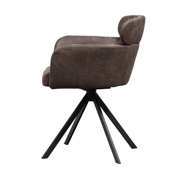 Tmavě hnědé čalouněné jídelní křeslo s područkami Fenne – WOOOD-image-3