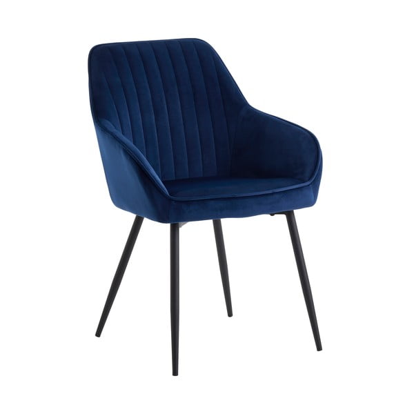 Tmavě modrá čalouněná jídelní křesla v sadě 2 ks s područkami Nolan Stripe – Unique Furniture