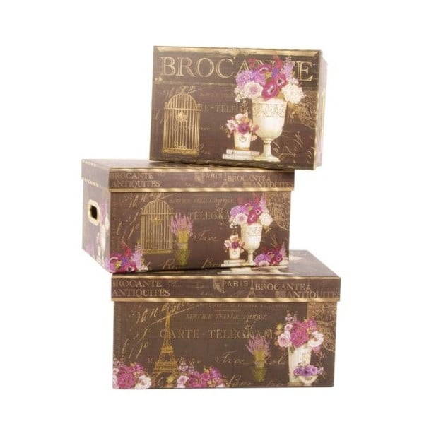 Sada 3 úložných krabic Brocante