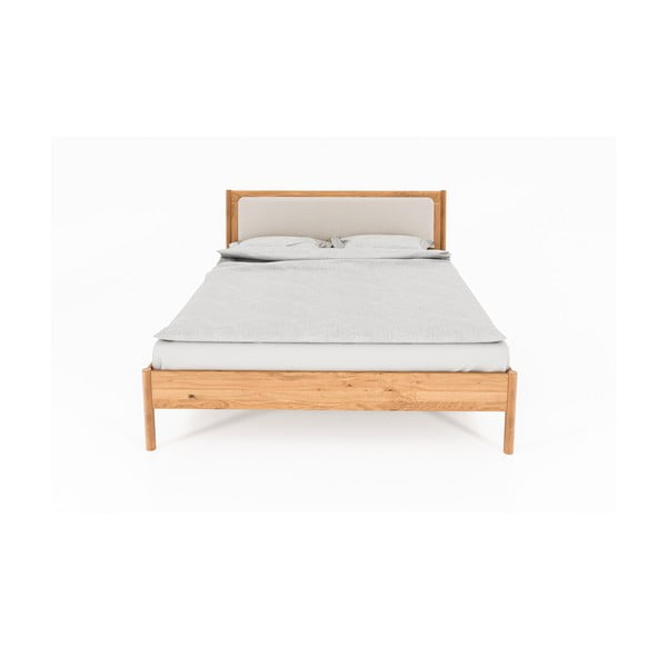 Dvoulůžková postel z dubového dřeva s čalouněným čelem 140x200 cm Pola - The Beds-image-4