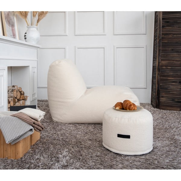 Krémový sedací vak z textilie bouclé Mini – SLOWDOWN-image-4