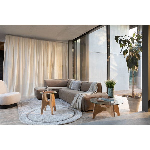 Kulatý konferenční stolek se skleněnou deskou v přírodní barvě ø 80 cm Kobe – Zuiver-image-2