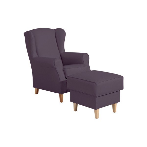 Fialová podnožka z imitace kůže Max Winzer Lorris Leather Violet-image-1