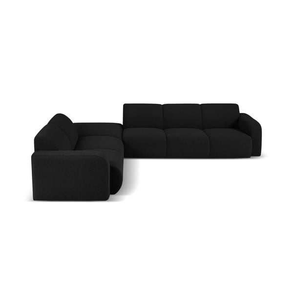 Černá rohová pohovka z textilie bouclé (levý roh) Molino – Micadoni Home