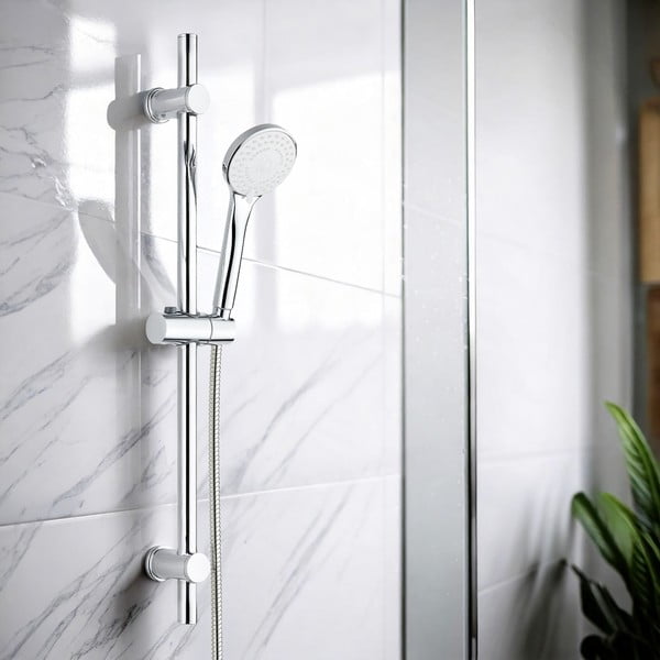 Sprchový set z nerezové oceli ve stříbrné barvě s ruční sprchou/s posuvným držákem 70 cm Uno – Allstar-image-1