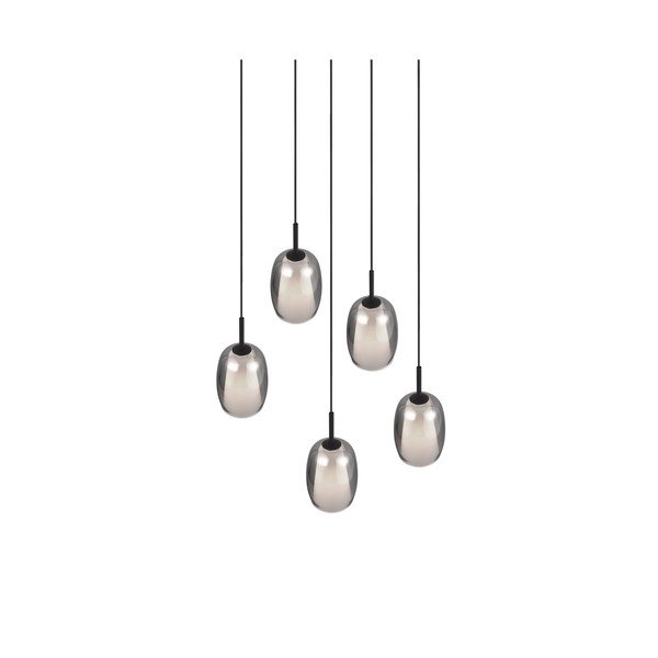 Závěsné svítidlo se skleněným stínidlem ø 48 cm v černo-stříbrné barvě Barret – Trio Select-image-4