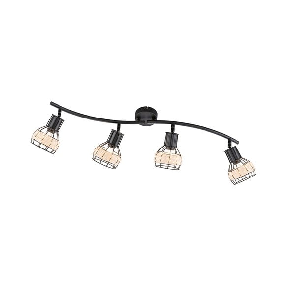 Černé stropní svítidlo s kovovo-ratanovým stínidlem 10,5x70 cm Straw – Fischer & Honsel